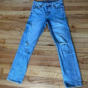 Vintage Cheeky Aged Denim Relaxed Slim Light Distressed-Wash Raw girlfriend